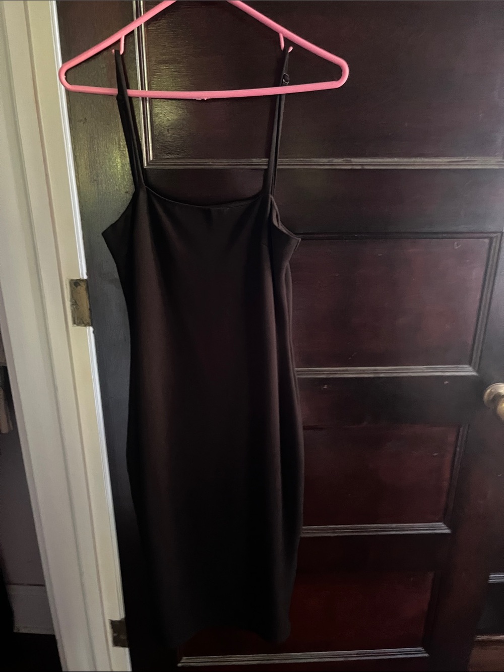 Lulu's Black Slip Mini Dress with Thin Straps